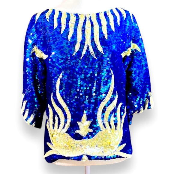 Tops - COPY - Vintage silk sequenced blouse approximate size is roomy small/med